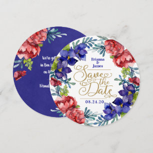 Invitation Réservez la date Happiness Watercolor Floral