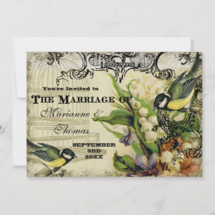 Invitation Réservez la date, Tourbillon floral de cage d'oise