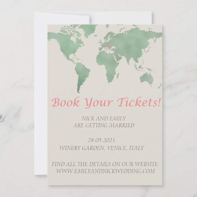 Invitation Réservez vos billets, c'est l'heure d'un mariage (Devant)