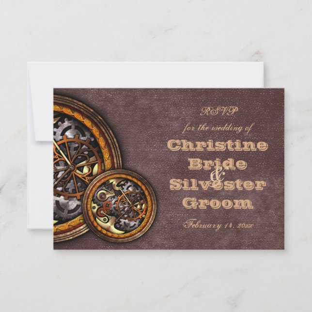 Invitation Réservoir et cuir, mariage rsvp (Devant)