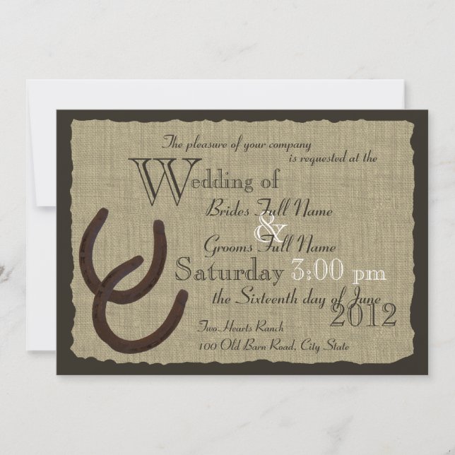 Invitation Réservoirs rustiques et Mariage Burlap (Devant)