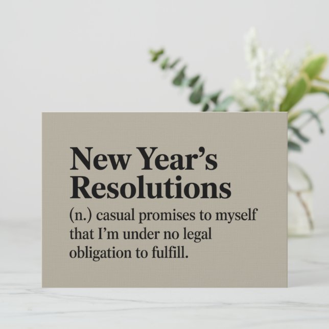 Invitation Résolutions drôles de Nouvel An Nouvel An sarcasti (Debout devant)