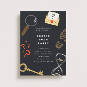 Invitation Résoudre le mystère Escape Room Party