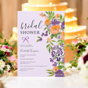 Invitation Ressort Boho Lavender Orange Floral douche nuptial