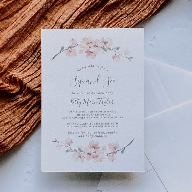 Invitation Ressort cerisier fleur Sip et voir (Créateur téléchargé)