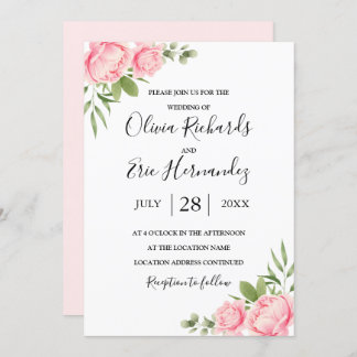 Invitation Ressort d'aquarelle florale / mariage rose d'été