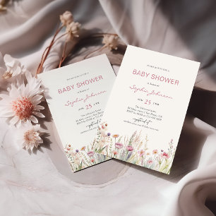 Invitation Ressort fleur sauvage Baby shower aquarelle