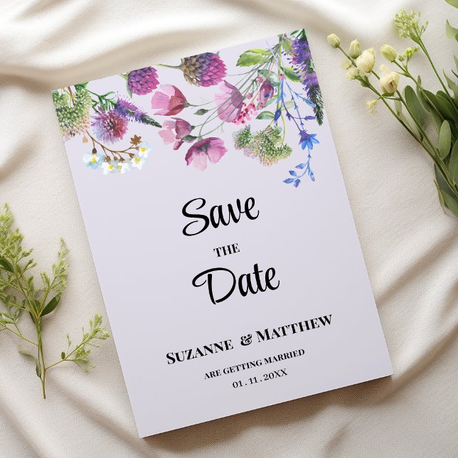 Invitation Ressort fleur sauvage violet lavande Enregistrer l (Lavender purple wildflower spring Save the Date)