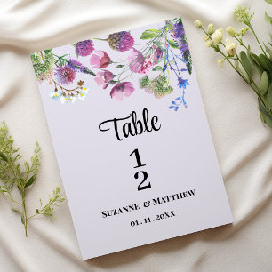 Invitation Ressort fleur sauvage violet lavande Numéro de tab