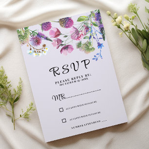 Invitation Ressort fleur sauvage violet lavande RSVP
