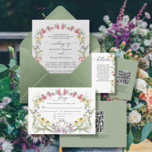 Invitation Ressort Fleur sauvage Wreath Typographie florale m