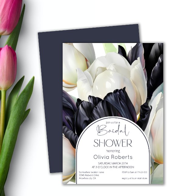 Invitation Ressort noir tulipes blanc Douche nuptiale (Créateur téléchargé)