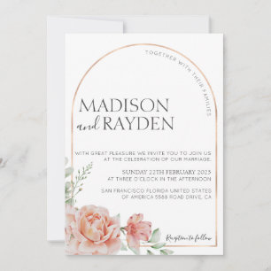 Invitation Ressort Rustique Blush rose Floral avec mariage ph