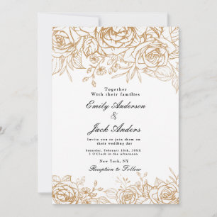 Invitation ressort simple main dessinée Floral élégant mariag