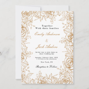 Invitation ressort simple main dessinée Floral élégant mariag