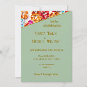 Invitation Ressort tissu cousu artisanal Fleurs Multicolor