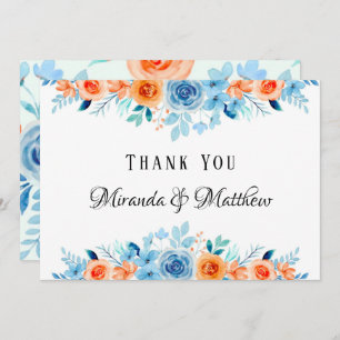 Invitation Ressorts bleu orange Mariage Merci