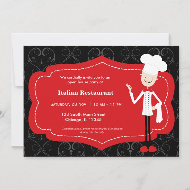 Invitation Restaurant Chef (Devant)