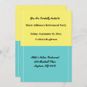 Invitation Restaurant de la Retraite simple jaune et bleu
