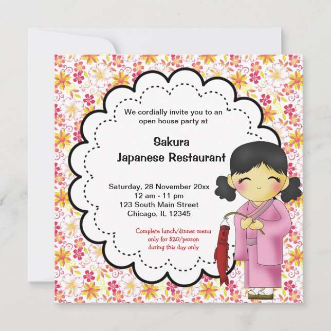 Invitation Restaurant d'ouverture japonaise (Devant)