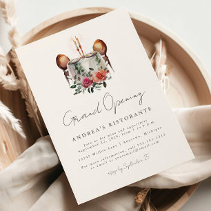 Invitation Restaurant Grand Ouverture aquarelle Table pour de