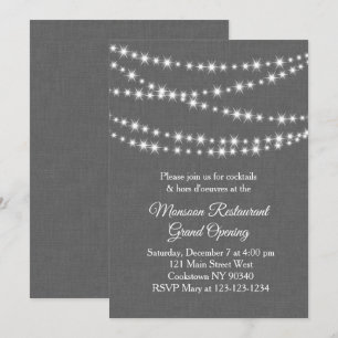Invitation Restaurant Grand Ouverture Twinkle Lights grey