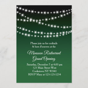 Invitation Restaurant Grand Ouverture Twinkle Lumière vert fo
