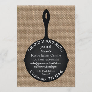Invitation Restaurant Grand Réouverture Burlap Sketch