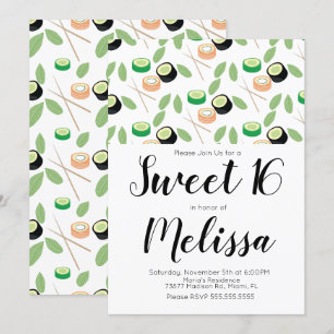 Invitation Restaurant Sweet 16 Hibachi Grill Sushi Rolls