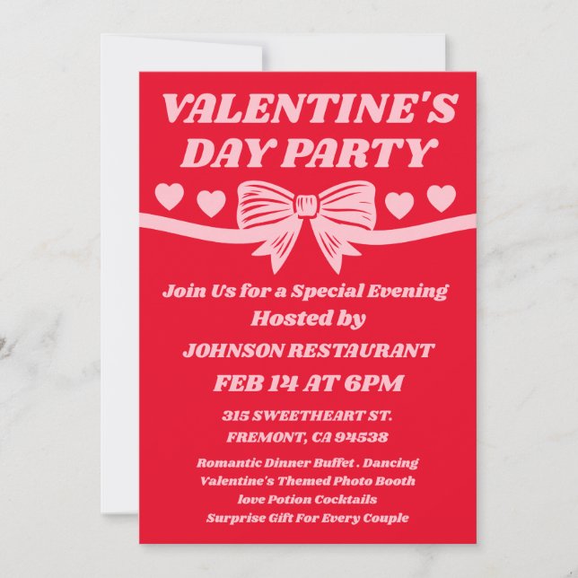 Invitation Restaurant Valentine’s Day Party (Devant)