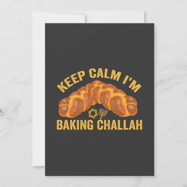 Invitation Restez Calme Je Fais Du Pain Challah Drôle Hanukka (Devant)