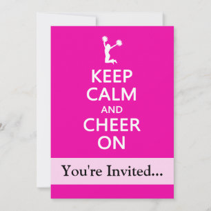 Invitation Restez calmes et aimez, rose Pom-pom girl
