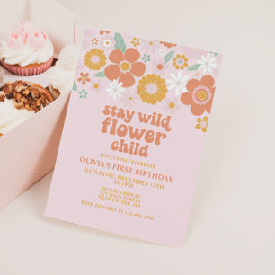 Invitation Restez Fleur Sauvage Enfant Fleurale Anniversaire 