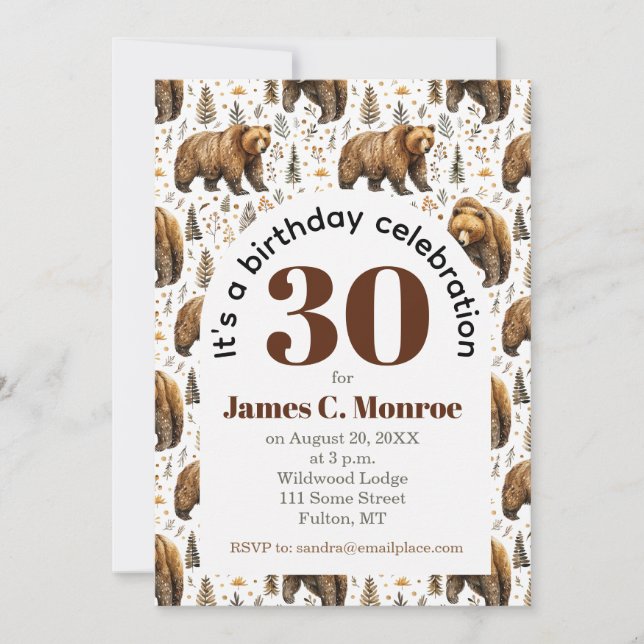 Invitation Restez sauvage ours bois Anniversaire   (Devant)