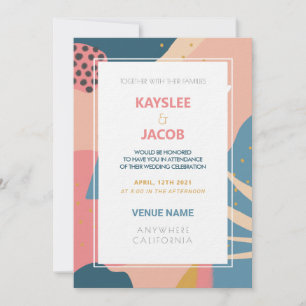 Invitation Résumé abstrait personnalisé de style Memphis or r