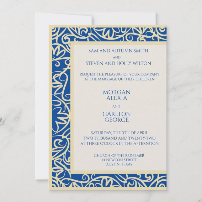 Invitation Résumé Hazel Bleu et Beige Toute Occasion (Devant)