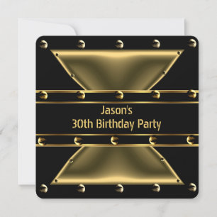 Invitation Résumé Or Bronze Hommes 30e Fête d'anniversaire 3B