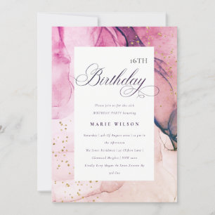 Invitation Résumé Pastel Rose Violet Marine Anniversaire Tout