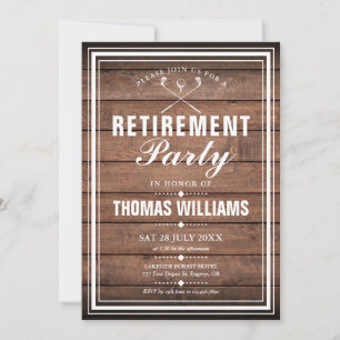 Invitation Retirement Party Golf Rustic Wood Panels