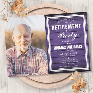 Invitation Retirement Party Rustic Purple Barn Wood Photo