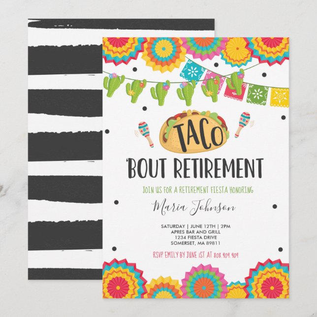 Invitation Retirement Party Taco Bout Retirement (Devant / Derrière)