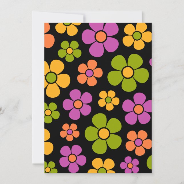 Invitation Reto 1960s Style Moyenne Moyenne Motif Floral (Devant)