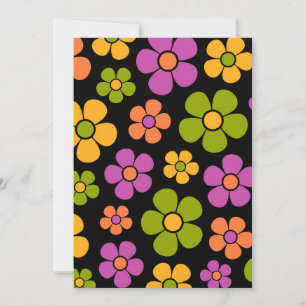 Invitation Reto 1960s Style Moyenne Moyenne Motif Floral