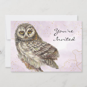 Invitation Retour à la nature, hibou, oiseau, fête d'annivers
