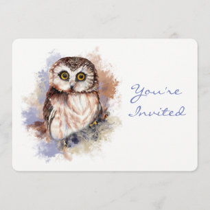 Invitation Retour à la nature, hibou, oiseau, fête d'annivers