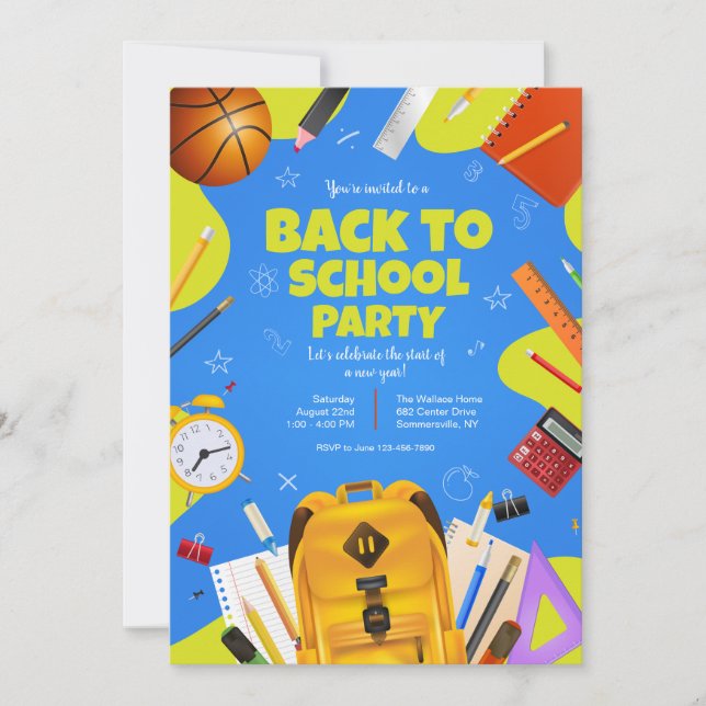 Invitation Retour À La Sac De La Fête De L'École (Devant)