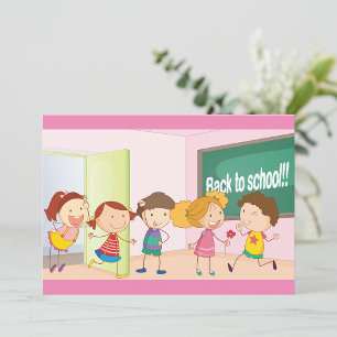 Invitation Retour à l'école Enfants heureux Apprentissage des
