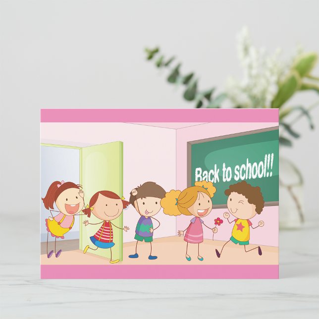 Invitation Retour à l'école Enfants heureux Apprentissage des (Créateur téléchargé)