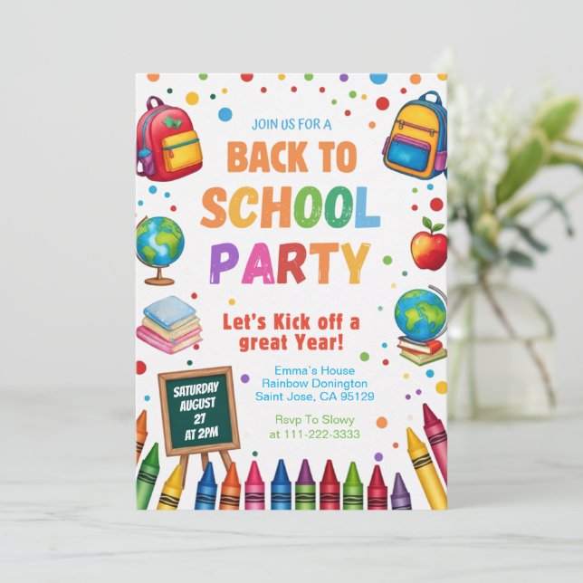 Invitation Retour à l'école Fête de classe amusante (Debout devant)