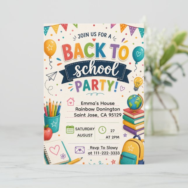 Invitation Retour à l'école Fête de classe amusante (Debout devant)